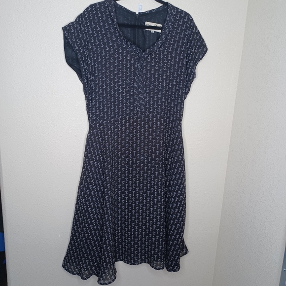 Abito Peplo Pinup Bettie Page, Righe Bianche E Nere, Taglia XS, Nuovo Con Etichette, Stile Anni '50 - Foto 3